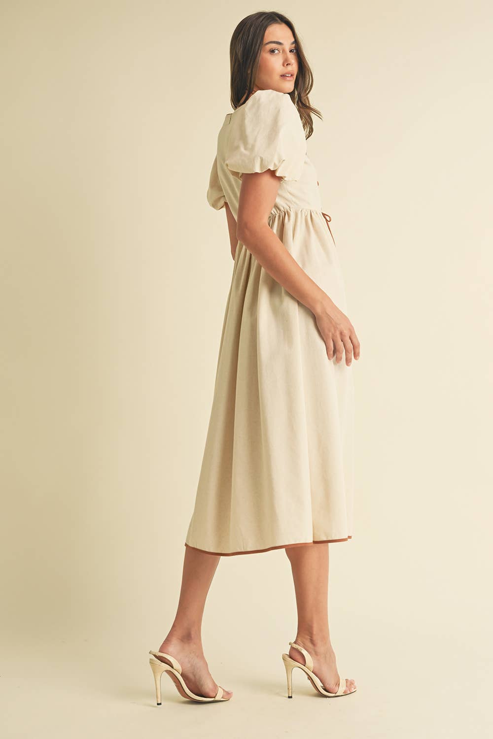 Bow Tie Short Sleeve Midi Dress