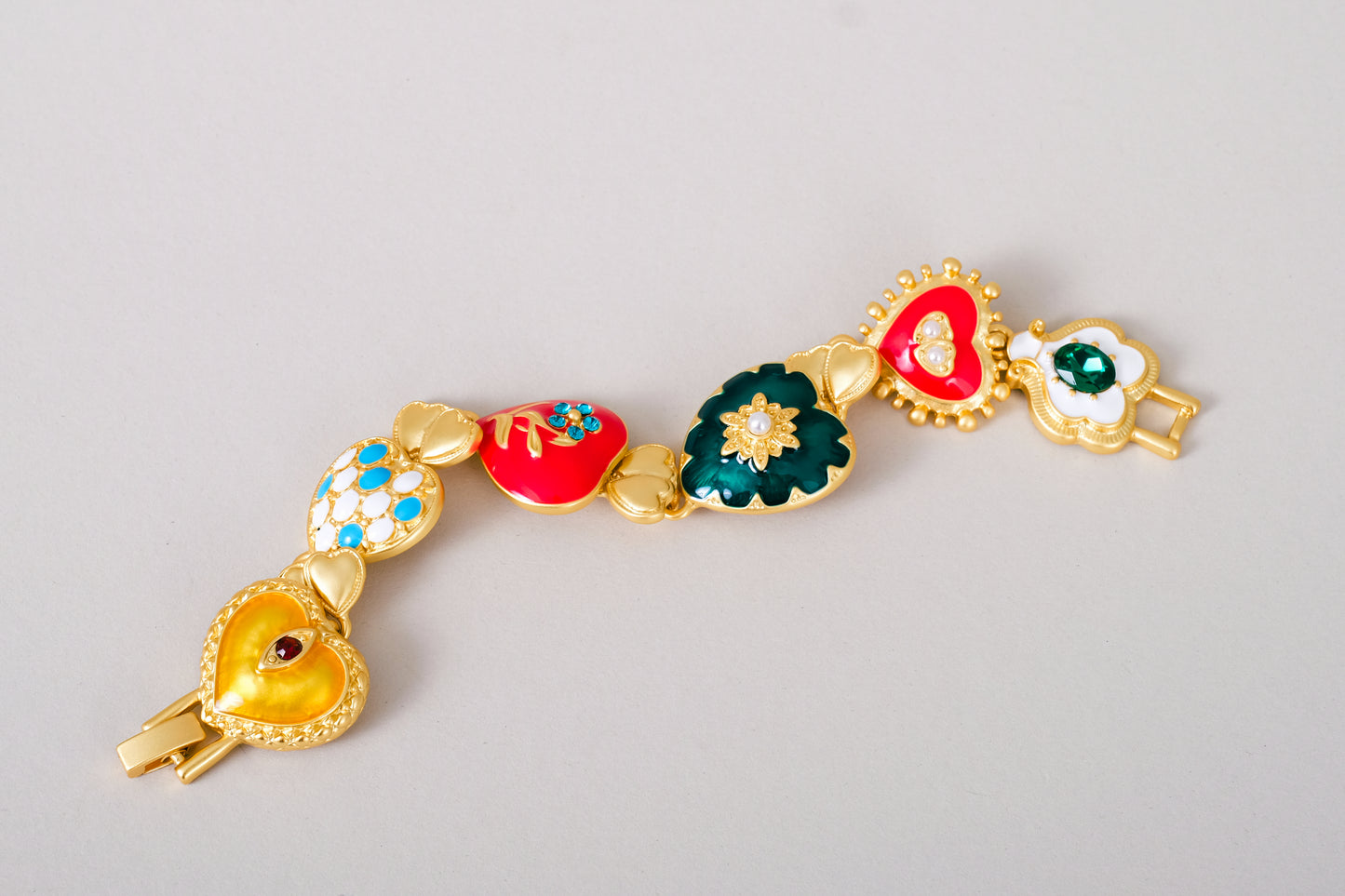 Elysian 18K Gold Boho Baroque Heart Color Bracelet