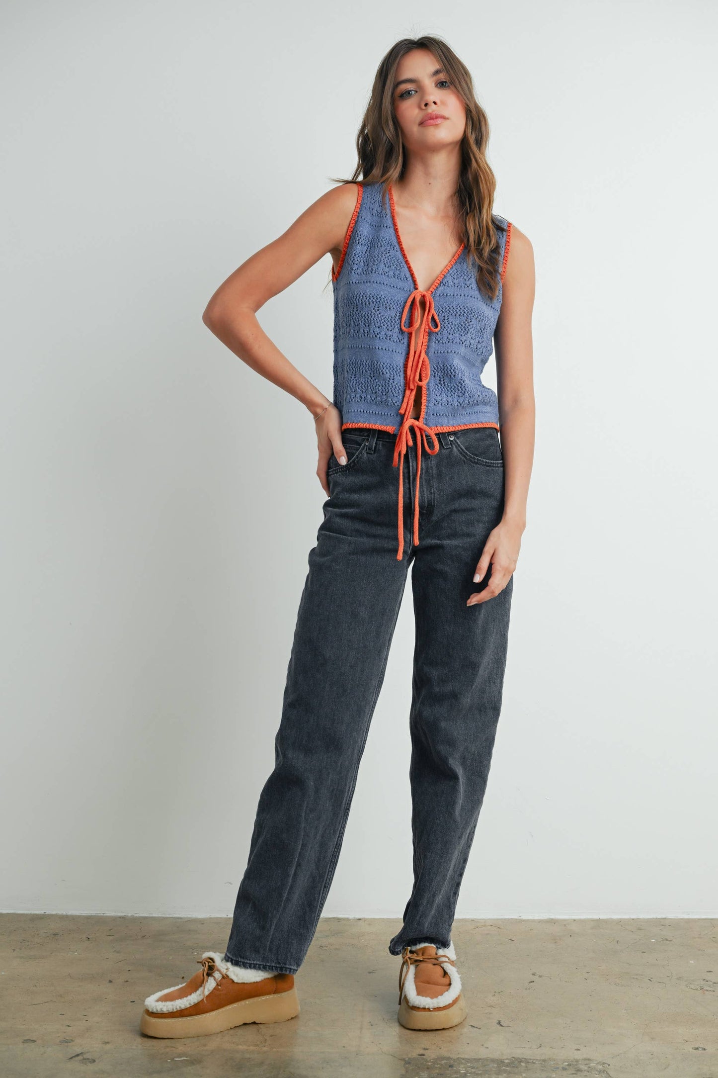 Crochet Tie Front Top