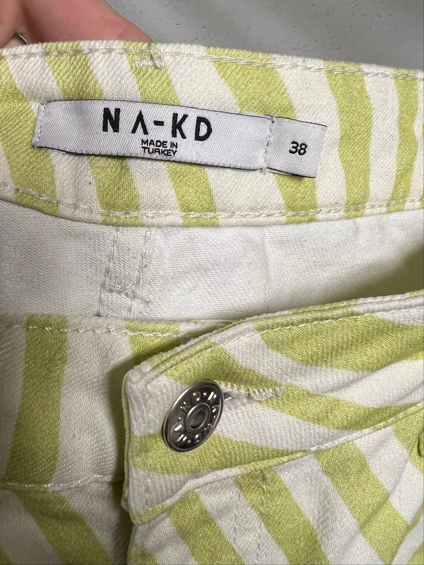 NA-KD  Lime Green and White Swirl Loose Mid Rise Jeans