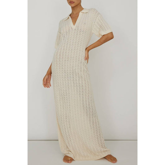 MESH V NECK LONG MAXI DRESS