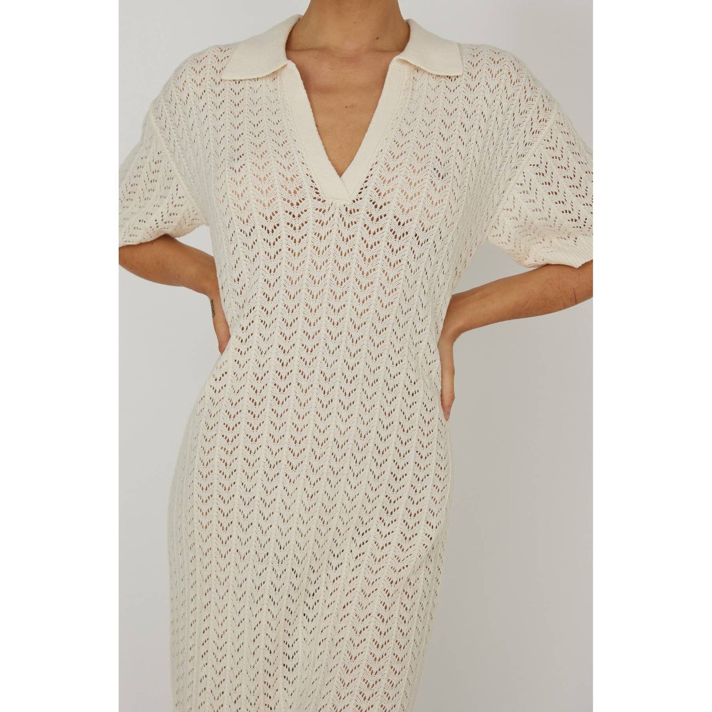 MESH V NECK LONG MAXI DRESS