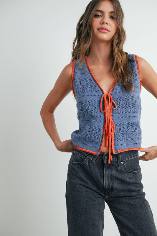 Crochet Tie Front Top