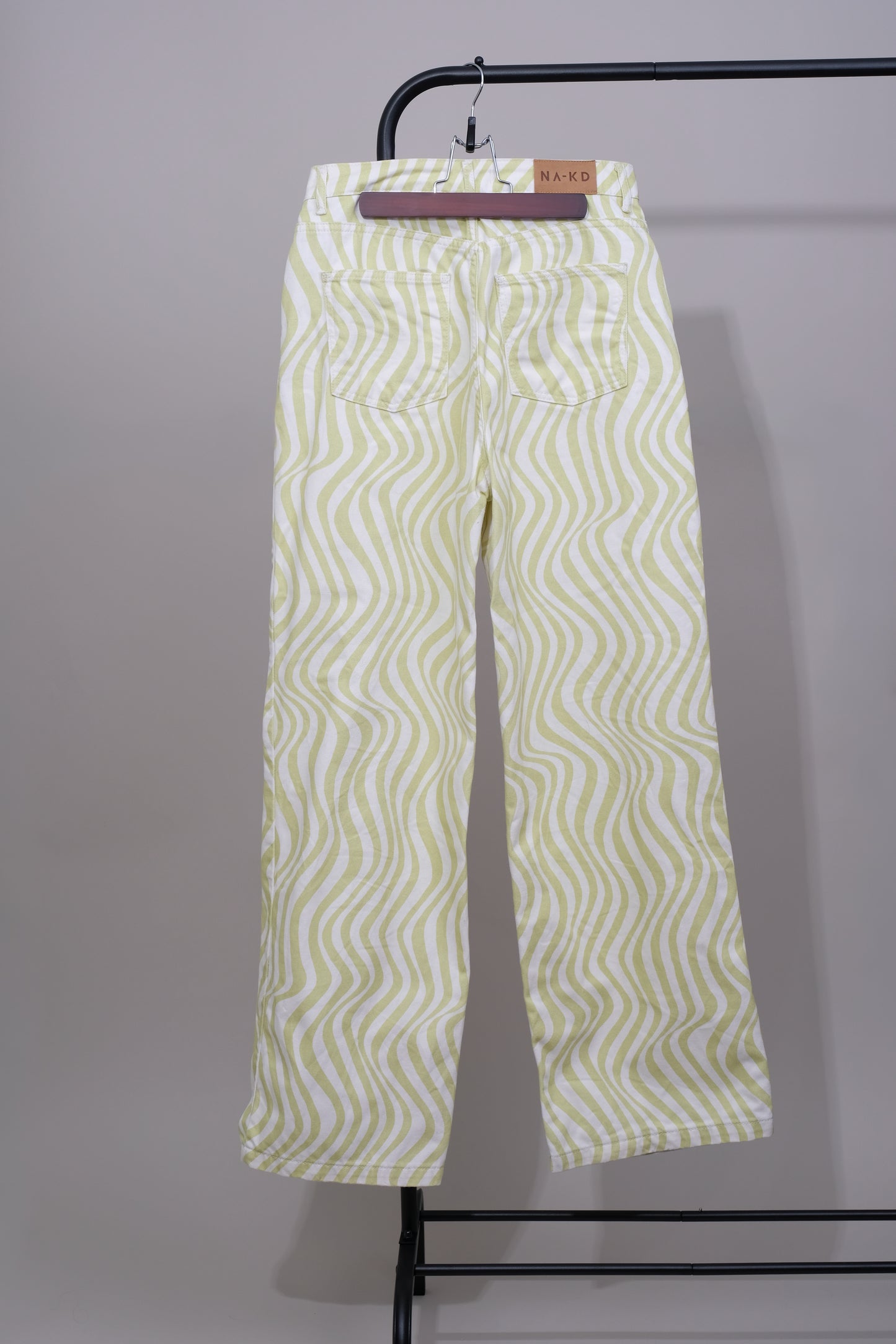 NA-KD  Lime Green and White Swirl Loose Mid Rise Jeans