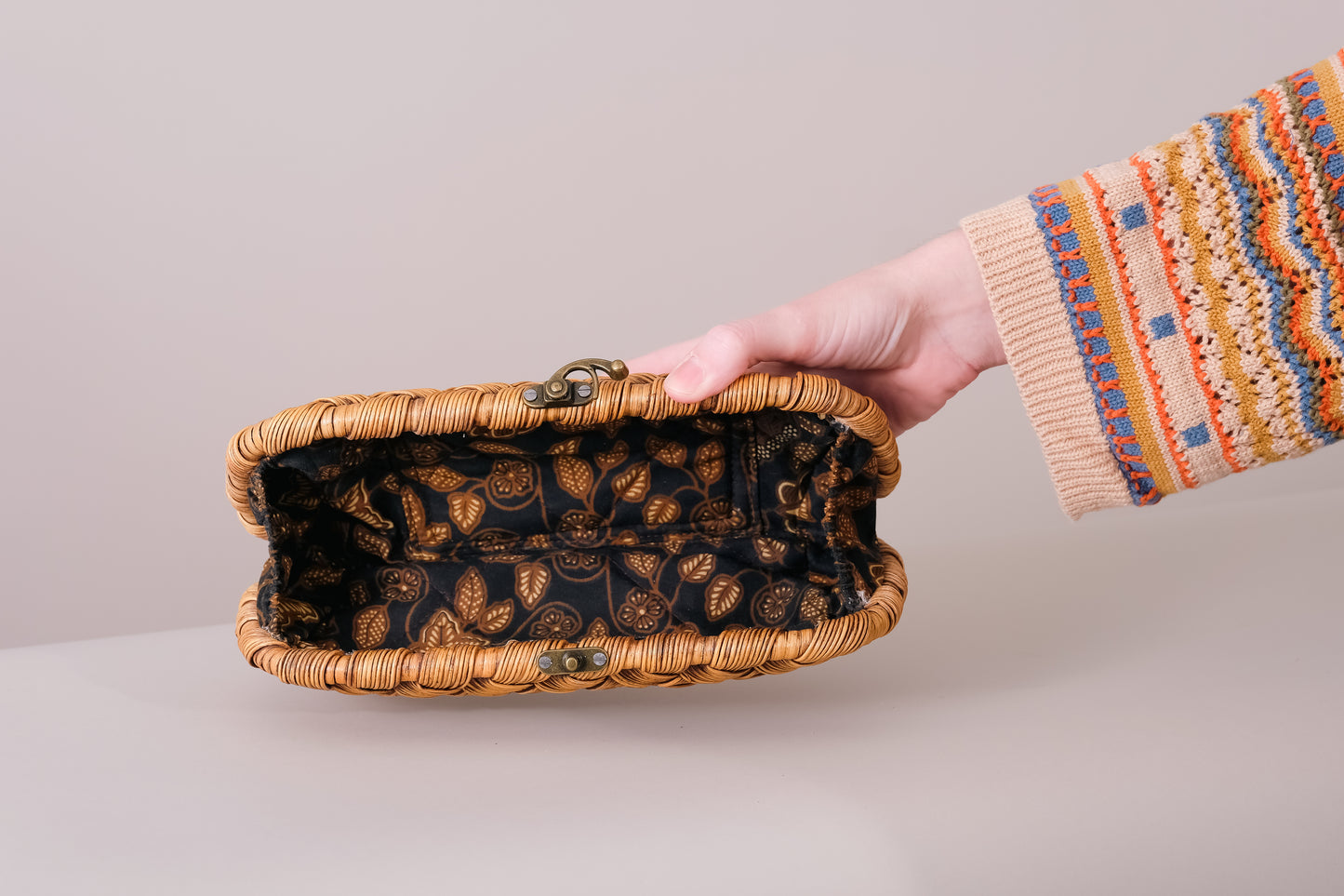 Rattan Wide Weave Clutch