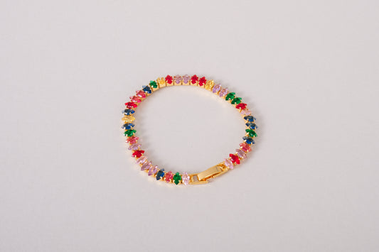 Starlight 18K Gold Multicolor Bold CZ Chain Bracelet