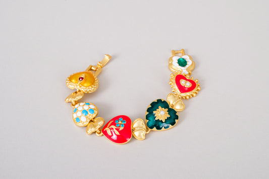 Elysian 18K Gold Boho Baroque Heart Color Bracelet