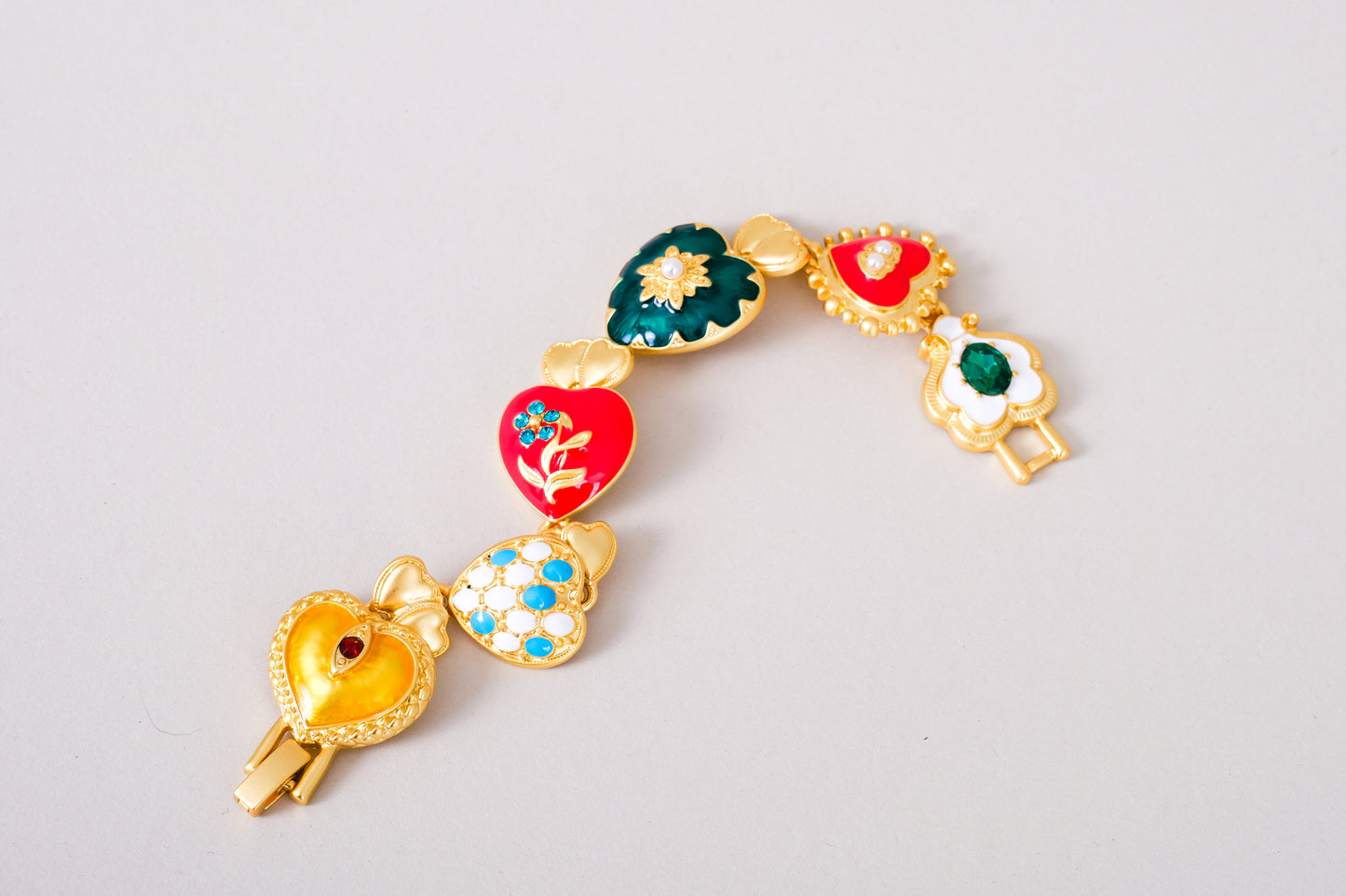 Elysian 18K Gold Boho Baroque Heart Color Bracelet