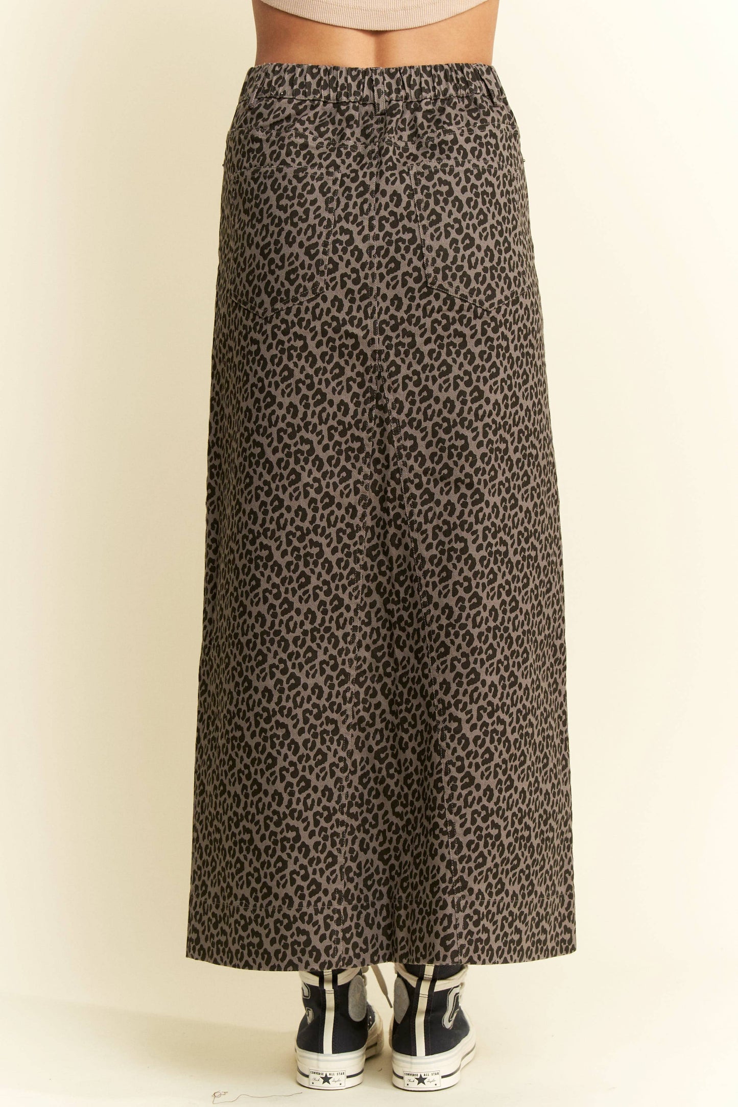 Leopard Print Front Slit Skirt