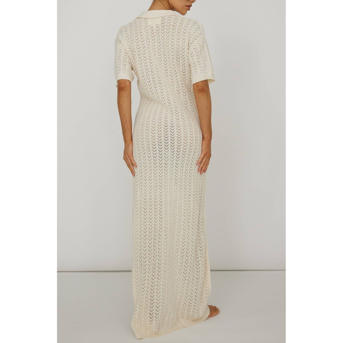 MESH V NECK LONG MAXI DRESS