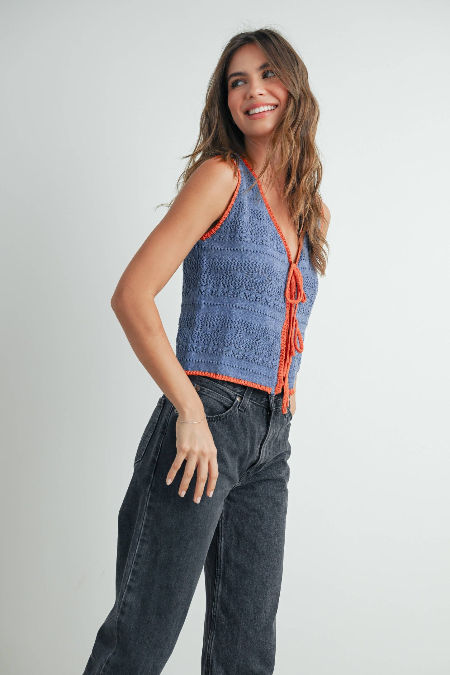 Crochet Tie Front Top